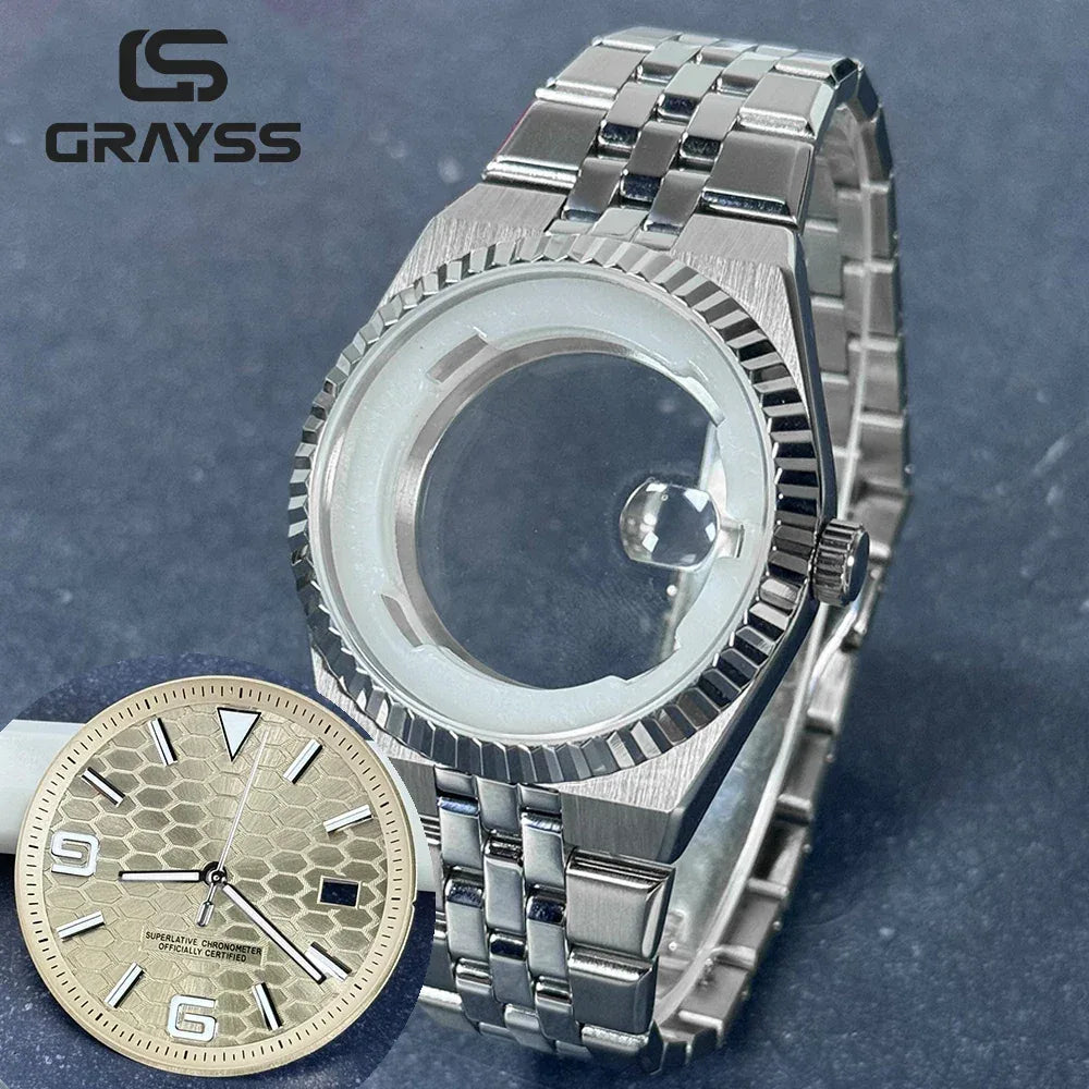 40mm Land-Dweller Watch Case & Dial Kit | Fits NH35 Miyota 8215 | 316L Stainless Steel Automatic Mechanical Case | Custom Iced Out Watch Base | Caratix - CaratixJewelry